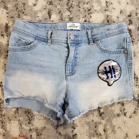 Girls Jordache Jean Shorts Sequin Says Hi n bye - Picture 1 of 4